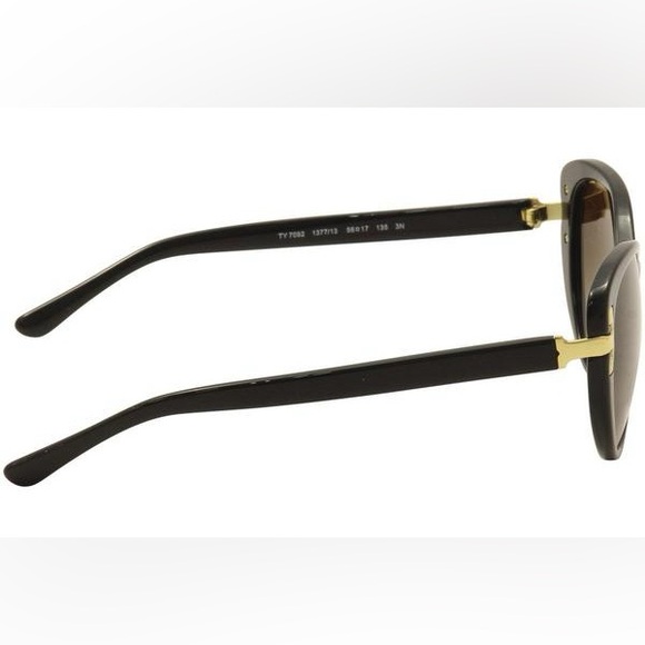 134. Tory Burch Women's TY7092A Black/Gold Cat Eye Sunglasses - Picture 4 of 9